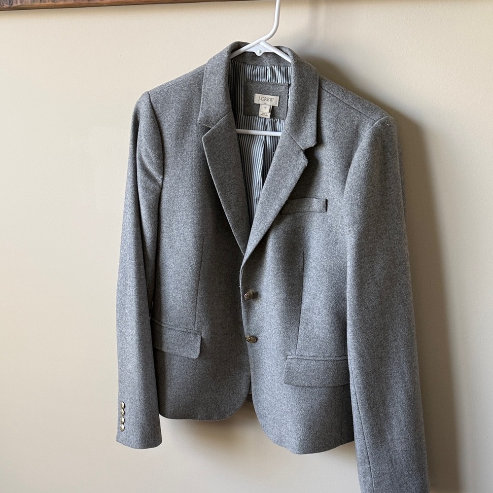 J. Crew Light Gray Notch-Lapel Wool Blend Blazer